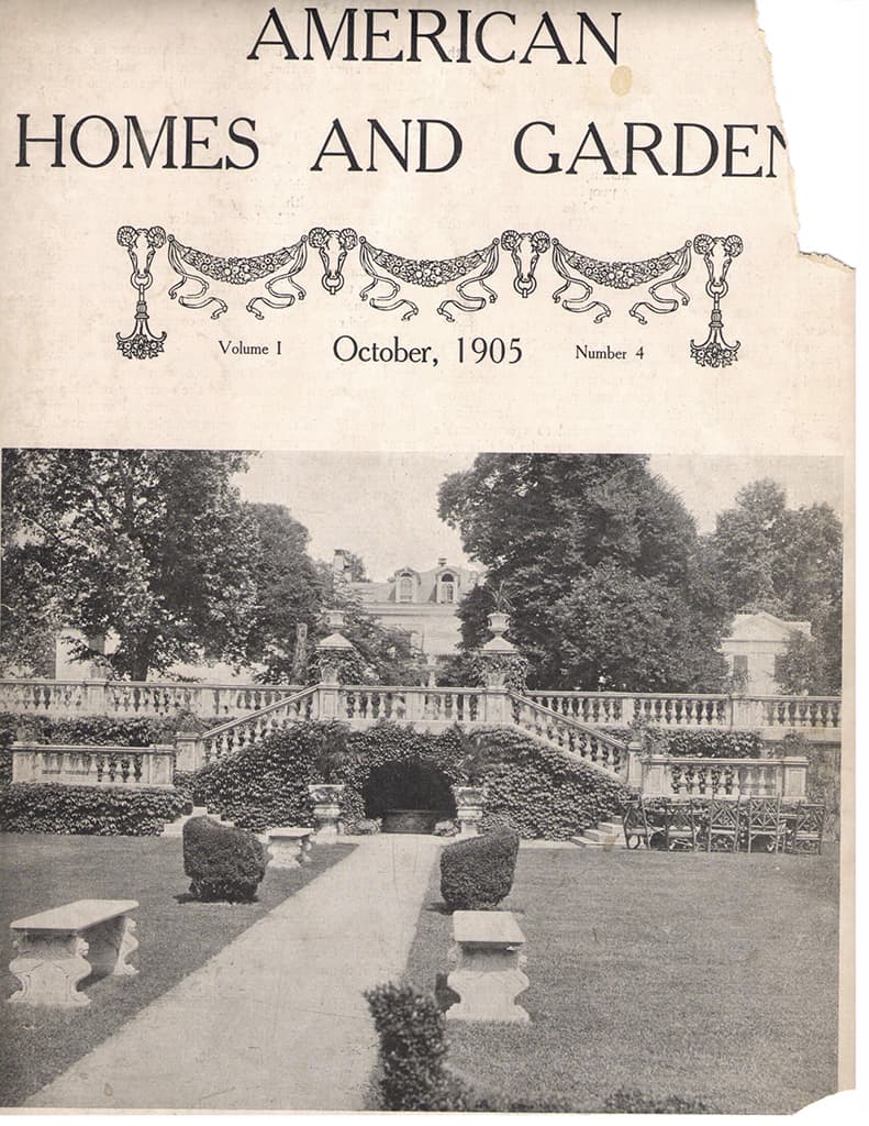 October 1905 cover of American Home and Garden featuring the Drumthwacket estate.