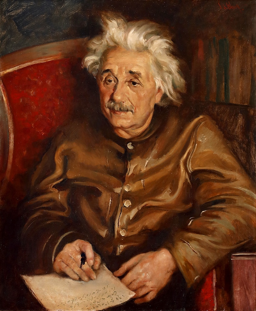 Portrait of Albert Einstein. Samuel Johnson Woolf (1880-1948). Oil on canvas. Gift of Bernard and Bebe Perliss. The portrait is featured on the April 4, 1938 cover of Time magazine. Einstein graces the cover of Time magazine on six separate occasions including the December 31, 1999 issue in which he is named the “Man of the Century.”